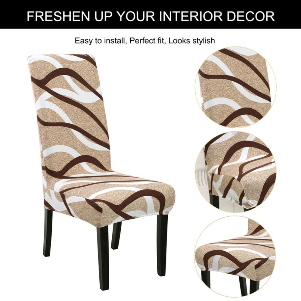 Dining Chair Cover Stretch Chair Protector Chair Seat Cover String Pattern - Picture 5 of 6